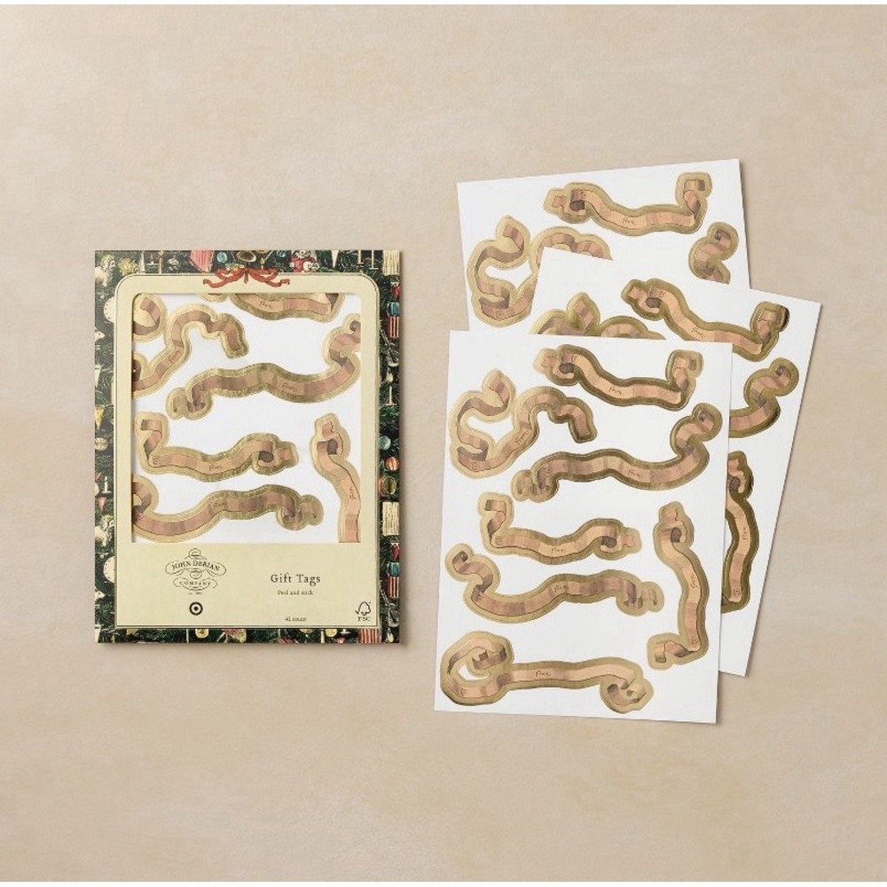 John Derian x Target 42ct Peel and Stick Christmas Gift Tags 2025